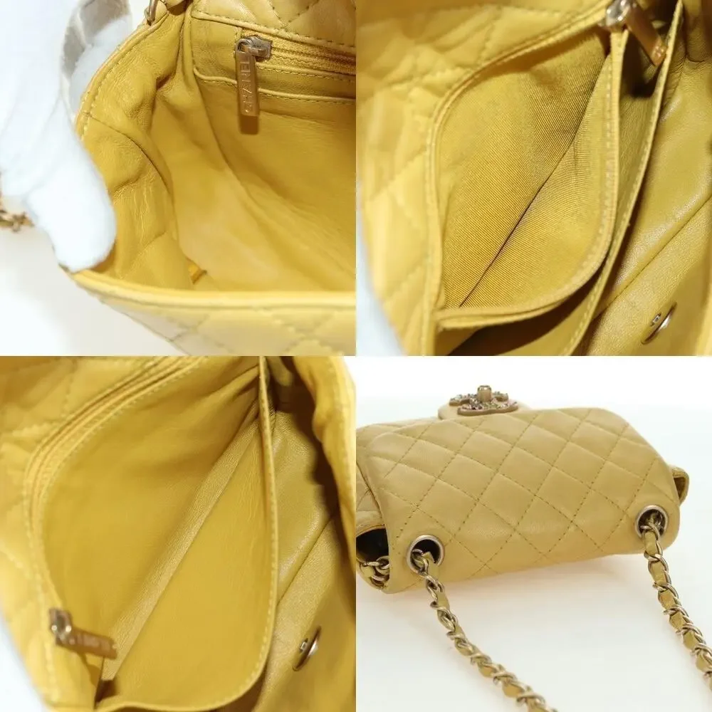 Chanel Mini Matelasse Lambskin 16 Chain Shoulder Bag Yellow Gold